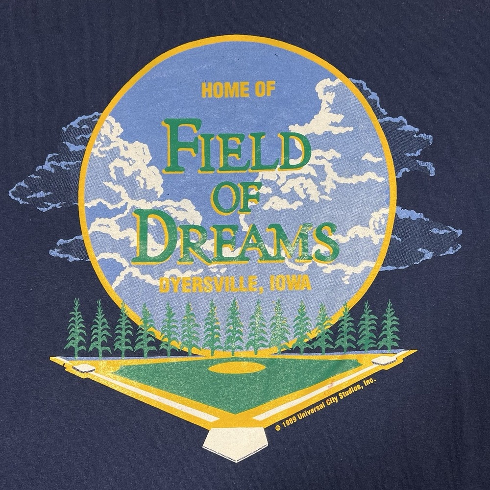 VTG 1989 FIELD OF DREAMS Navy HANES Single Stitch Dyersville IA  T-shirt‎ SZ XXL